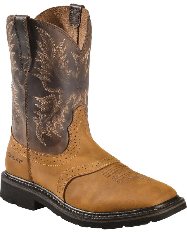 Ariat Sierra Pull-On Western Square Toe Work Boots Style 10010148