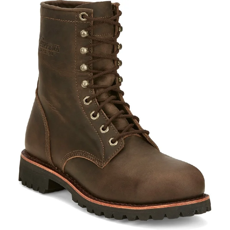 Chippewa Men's Classic 2.0 8"" Steel Toe Lace Up Work Boot -Brown- NC2086