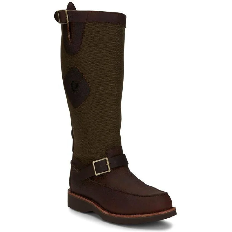 Chippewa Men's Cutter 17"" Moc Toe Pull-On Snake Hunt Boot Brown- 23923