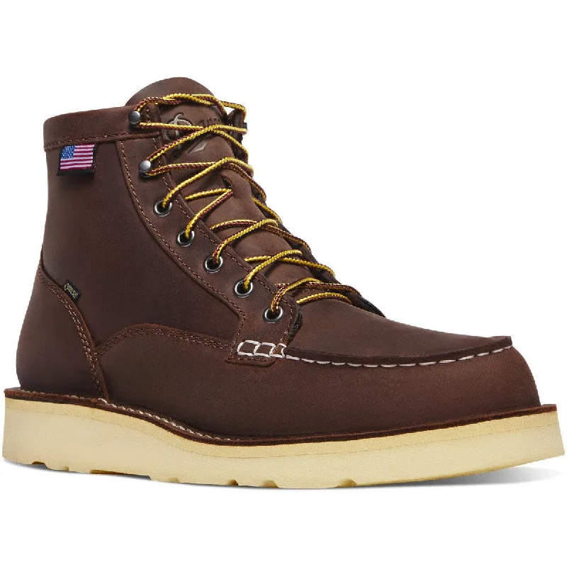 Danner Men's Bull Run GTX 6"" Plain Toe WP Slip Resist Work Boot -Brown- 15588