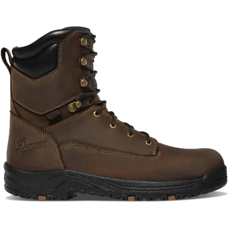 Danner Men's Caliper 8"" Plain Toe WP 400G Slip Resist Work Boot -Brown- 19458