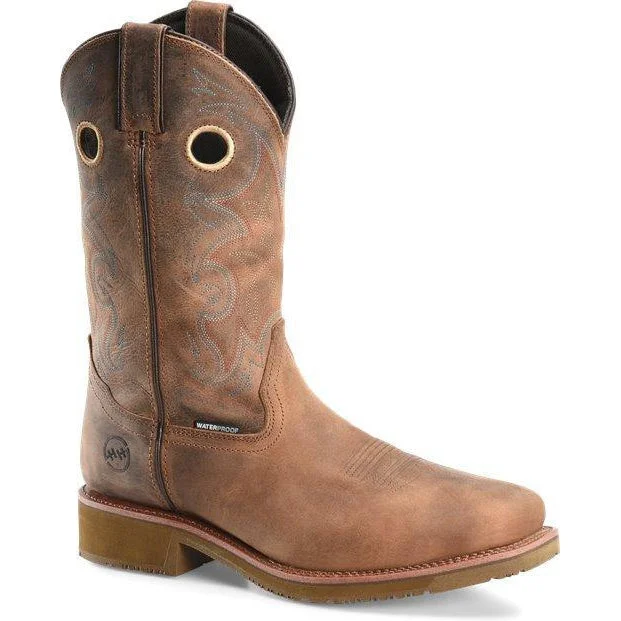 Double H Men's Roy 12"" Comp Toe WP Western Work Boot - Brown - DH5246