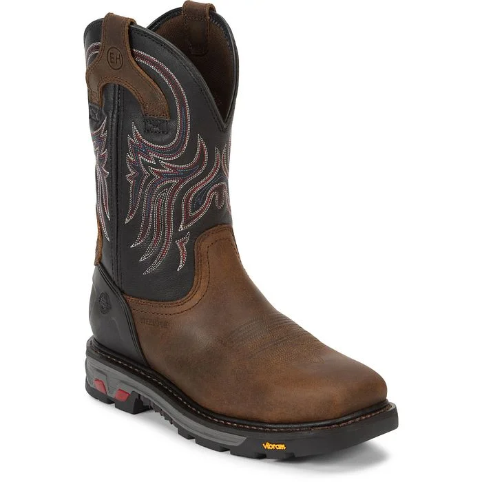 Justin Mens Tanker Steel Toe Western Work Boots Style WK2104