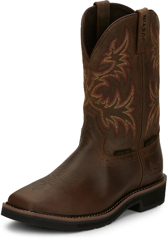 Justin Men's Stampede Driller Brown Steel Toe Work Boots SE4690