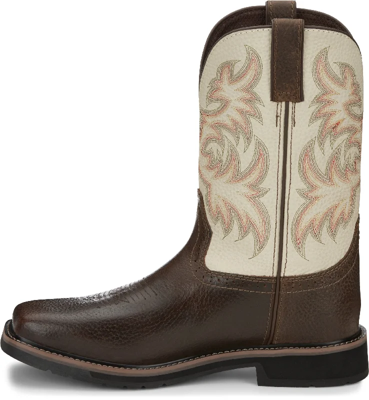 Justin Men's Stampede Driller Copper Brown Square Toe Work Boots SE4683