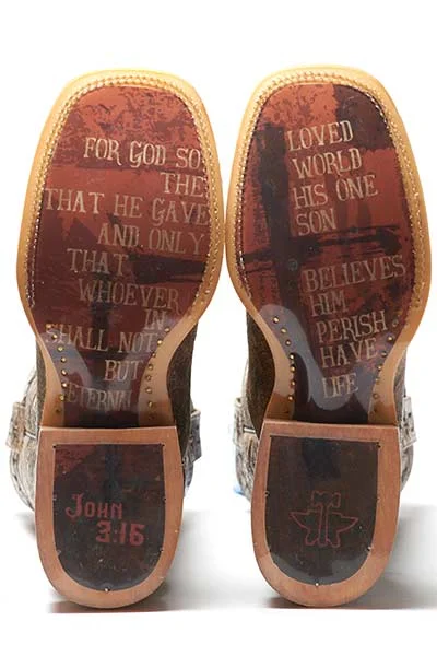 TIN HAUL MENS JOHN 3:16 WITH BIBLE VERSE SOLE Boots Style 14-020-0007-0301