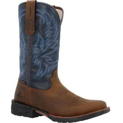 Rocky Men's Bronco 12"" Soft Toe WP Western Work Boot- Brown- RKW0453