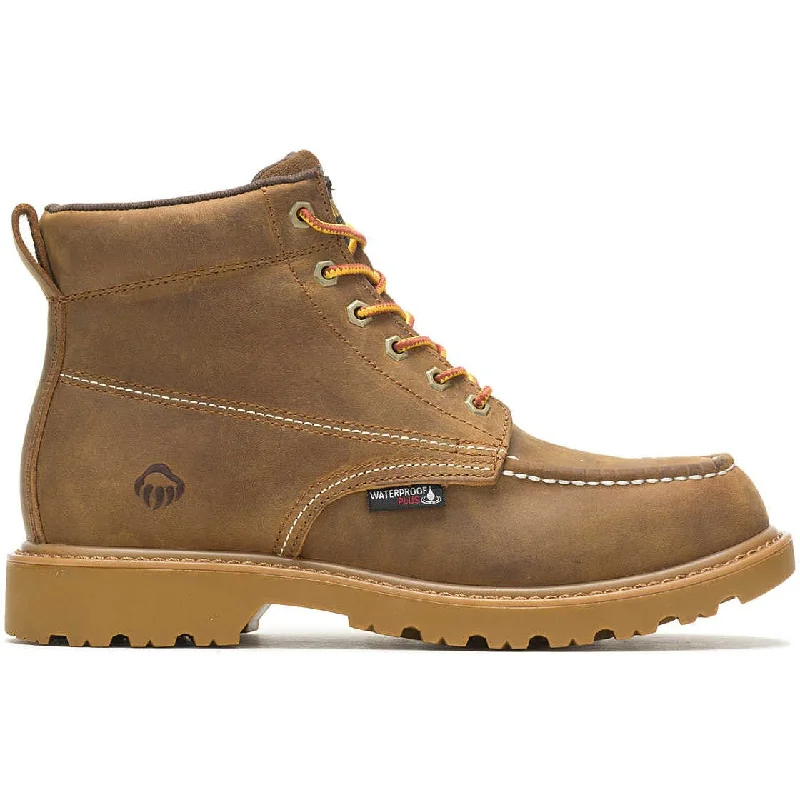 Wolverine Men's Floorhand 6"" Moc Toe WP Work Boot- Tan- W080139