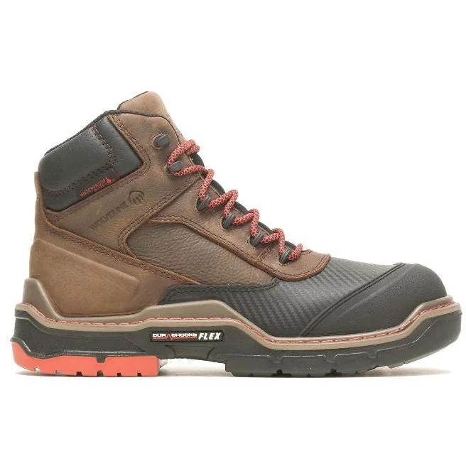 Wolverine Men's Raider Durashocks 6"" WP Carbonmax Work Boot -Brown- W231042