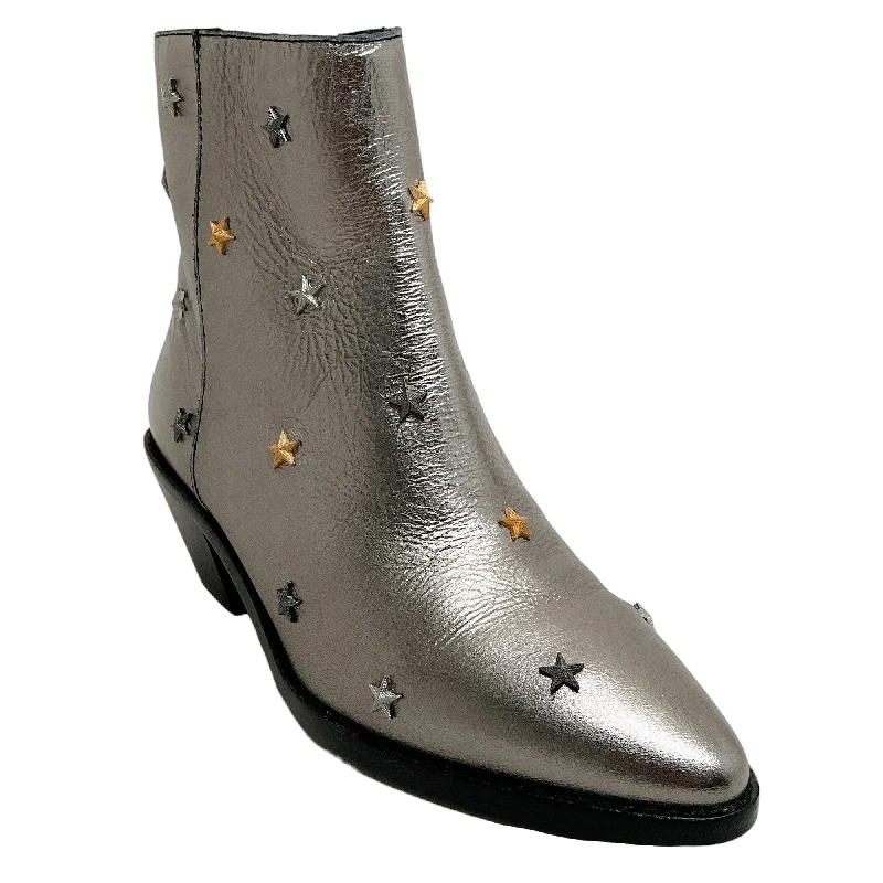 Zadig & Voltaire Silver Metallic Booties with Star Studs