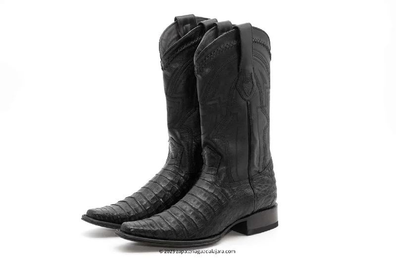 277L68205 NARROW SQUARE TOE CAIMAN BELLY BLACK