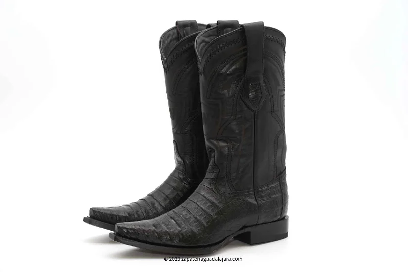 294L8205 SNIP TOE CAIMAN BELLY BLACK