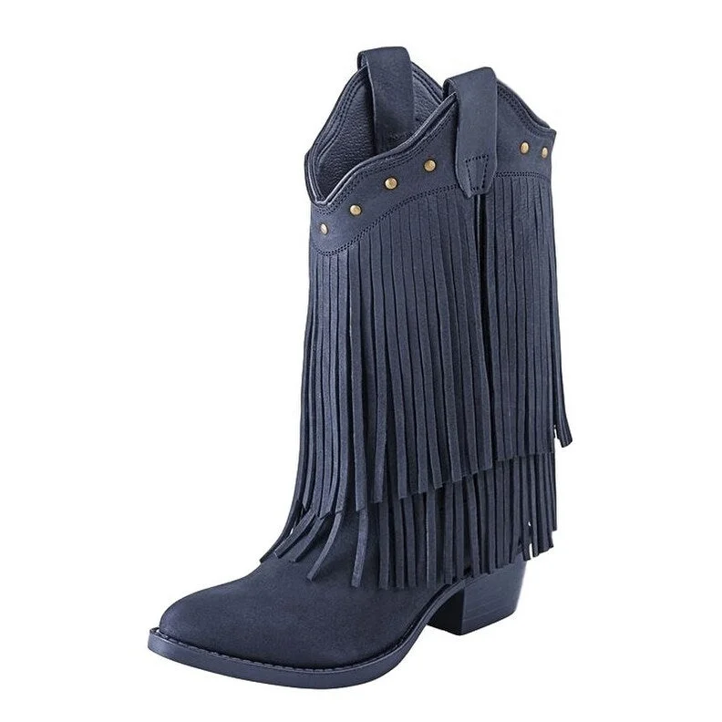 Youth - 8126 Leather Fringe Black