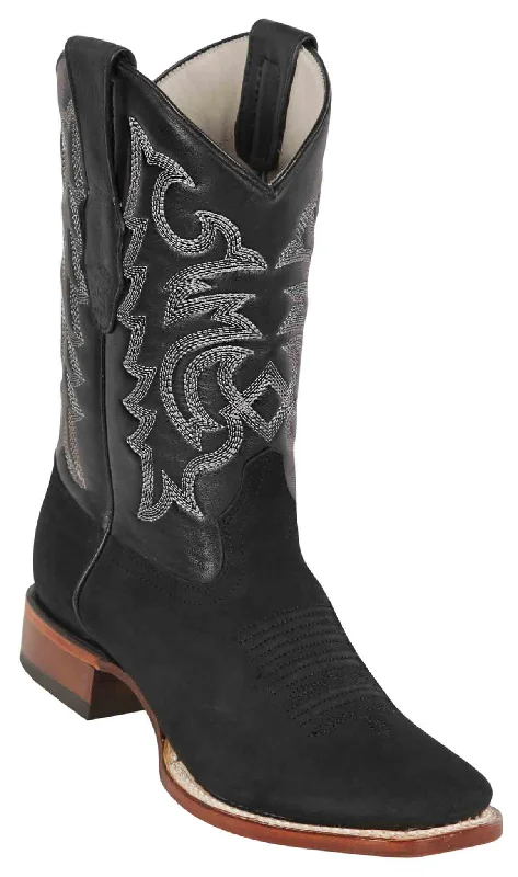 8226305 LOS ALTOS BOOTS WIDE SQUARE TOE NOBUCK BLACK