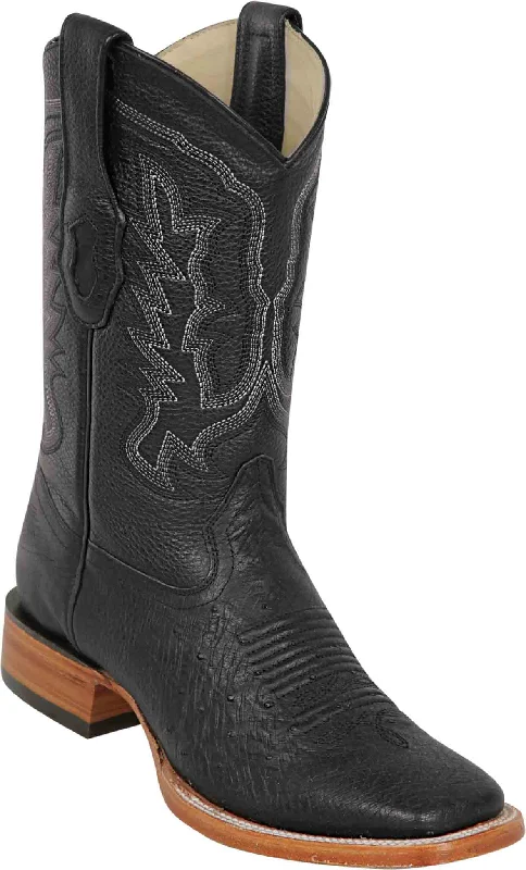 82G79705 LOS ALTOS BOOTS WIDE SQUARE TOE SMOOTH OSTRICH GRASSO BLACK