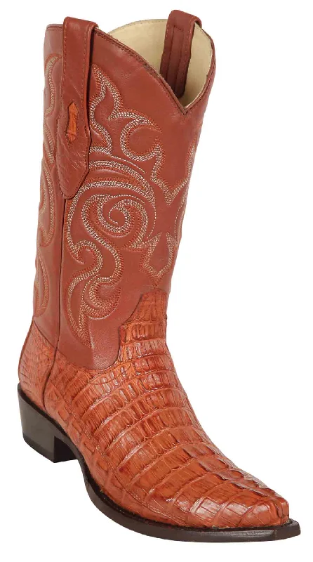 940103 LOS ALTOS BOOTS SNIP TOE CAIMAN TAIL COGNAC