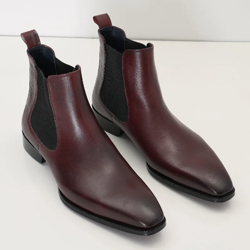 Handmade Leather Chelsea Boot - Burgundy