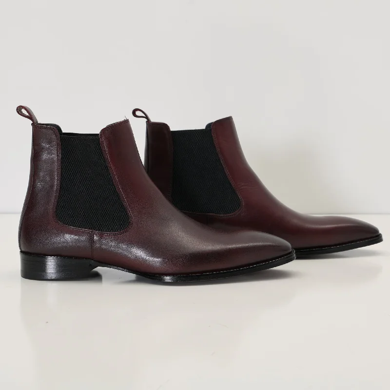 Handmade Leather Chelsea Boot - Burgundy