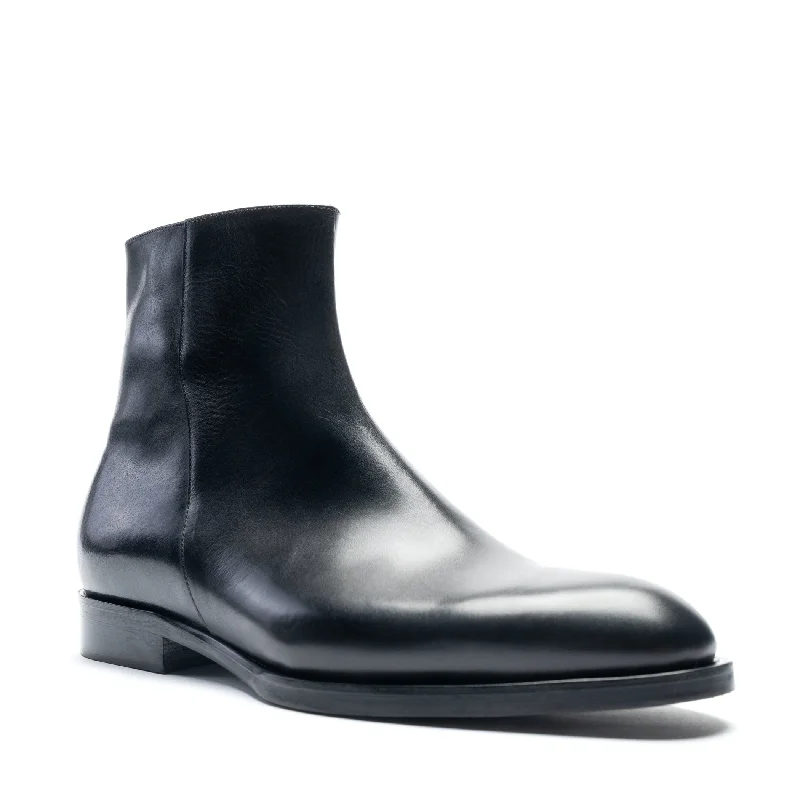 Calvin Side Zip Leather Boot-Black