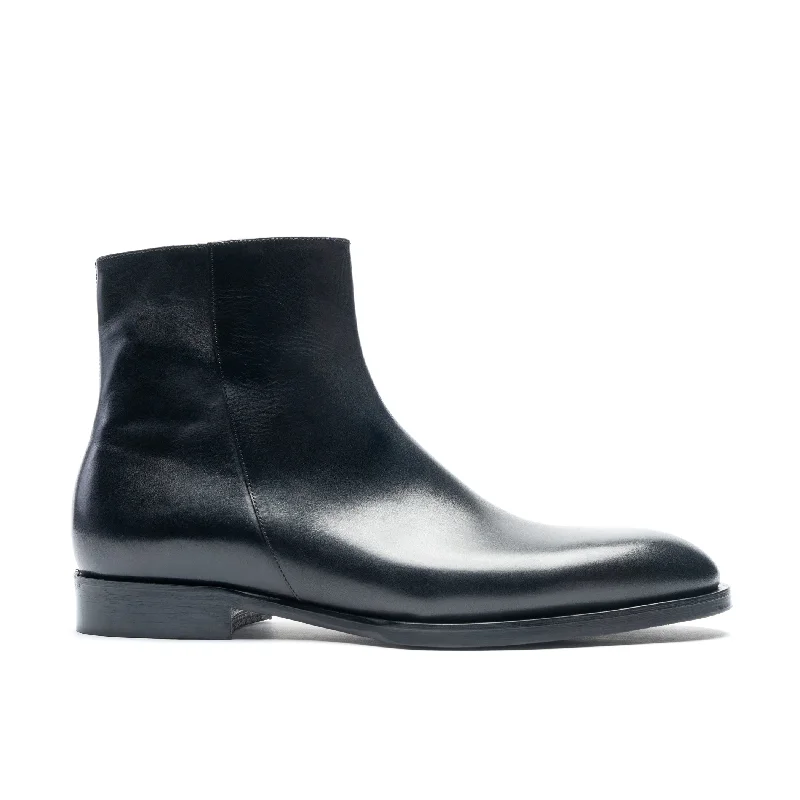 Calvin Side Zip Leather Boot-Black