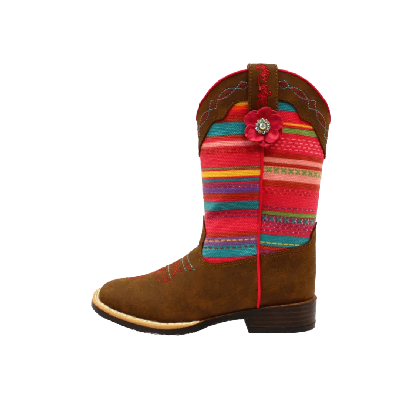 M&F Kid's Camilla Pink Multi-Colored Cowgirl Boots