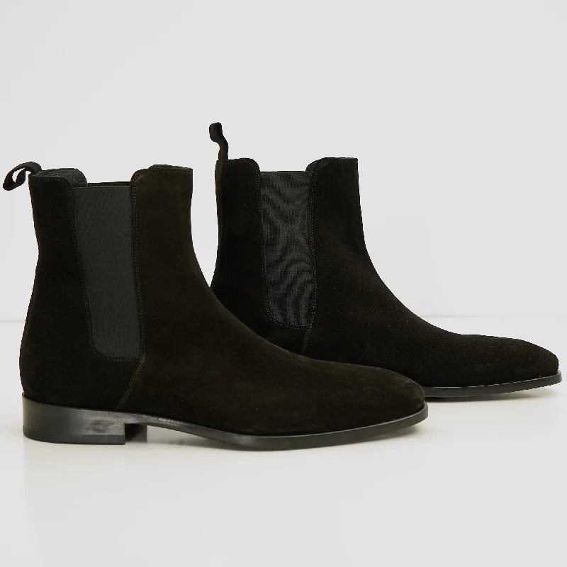 All Leather Essential Chelsea Boot - Black Suede