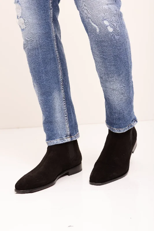 All Leather Essential Chelsea Boot - Black Suede