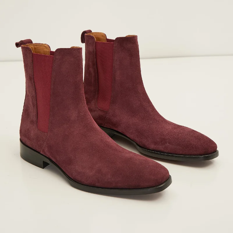 All Leather Essential Chelsea Boot  - Oxblood Suede