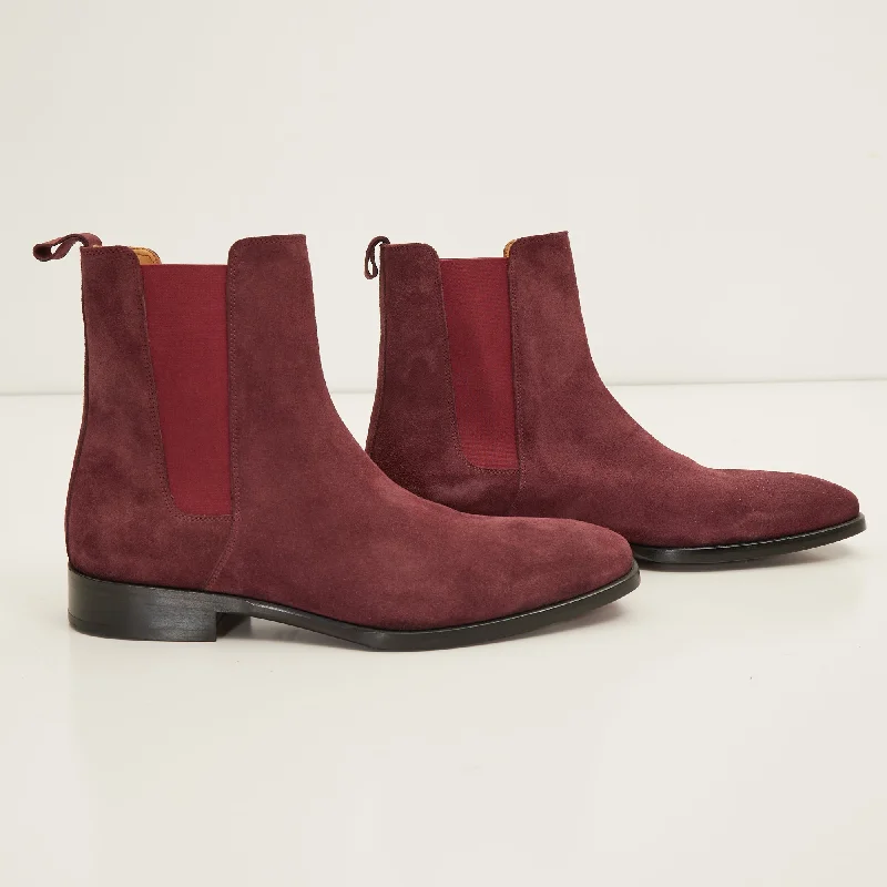 All Leather Essential Chelsea Boot  - Oxblood Suede