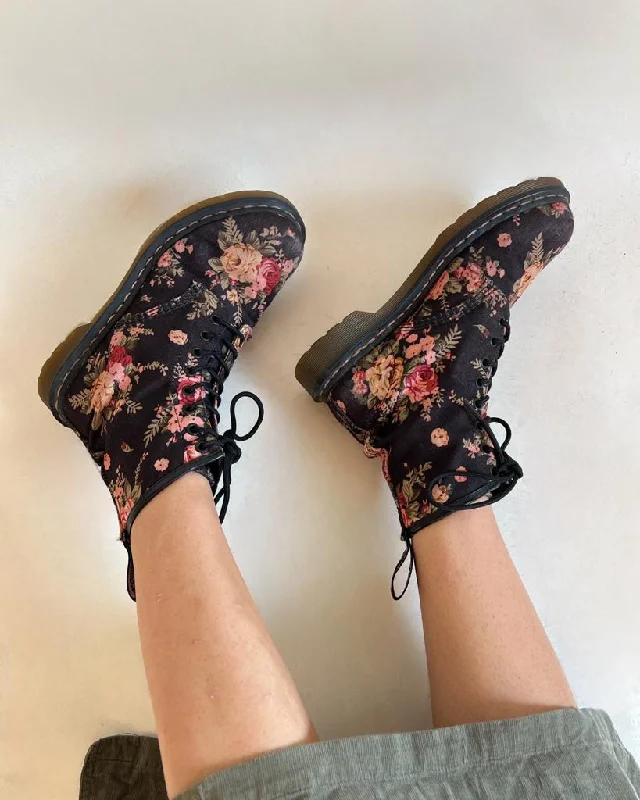 Dr martens floral denim boots