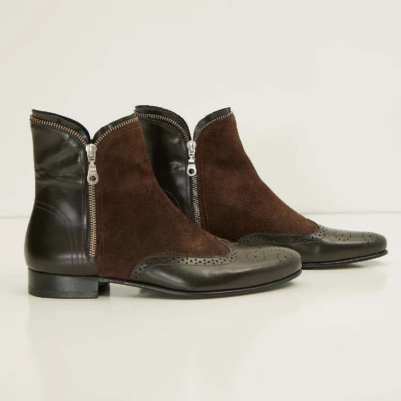 Mix Leather Chelsea Boot - Brown