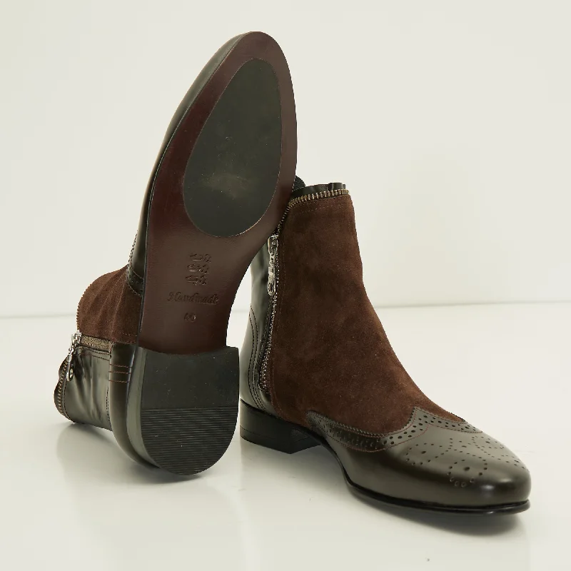 Mix Leather Chelsea Boot - Brown