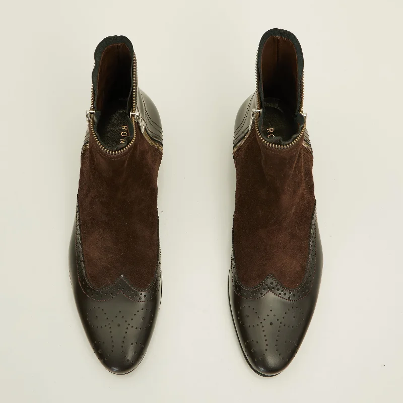 Mix Leather Chelsea Boot - Brown