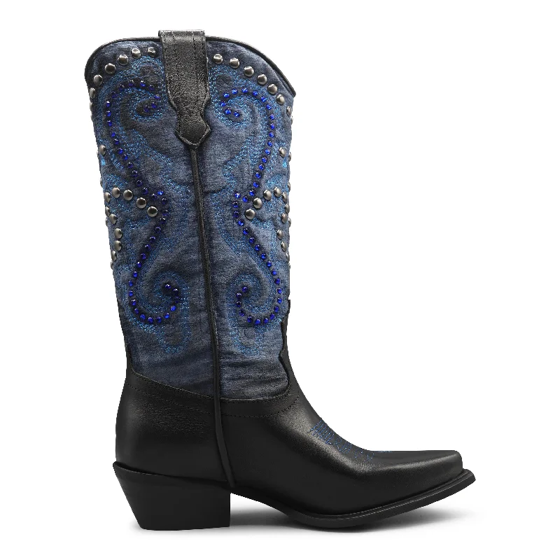 GISEL13 - Black/Blue Embellished Cowboy