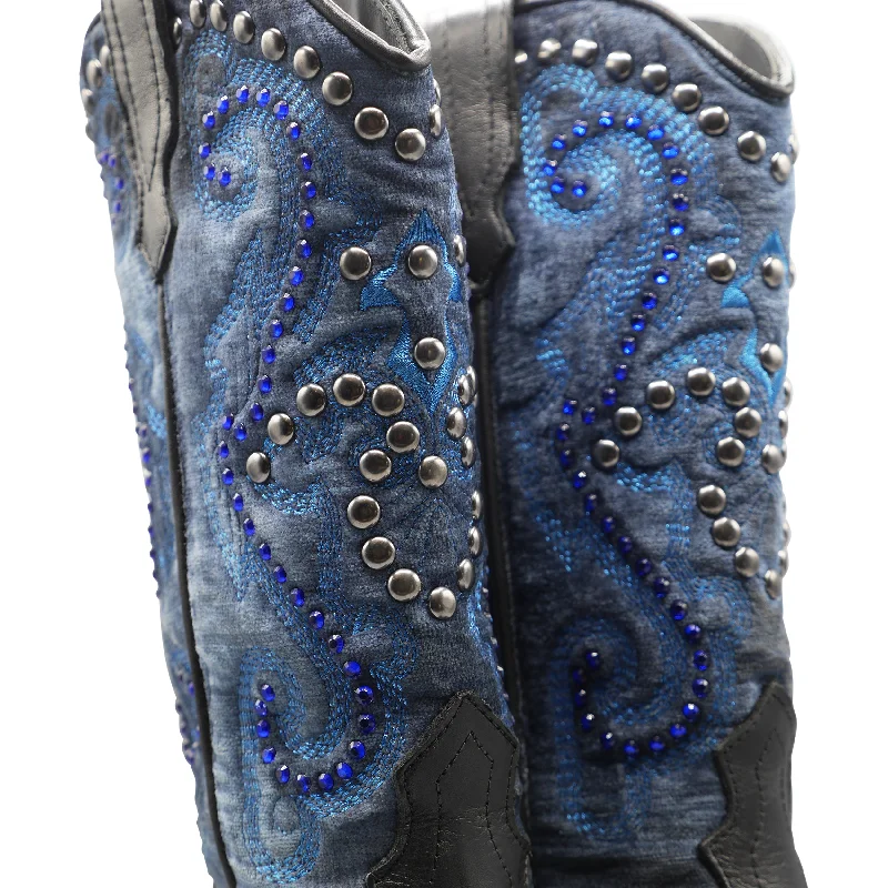 GISEL13 - Black/Blue Embellished Cowboy