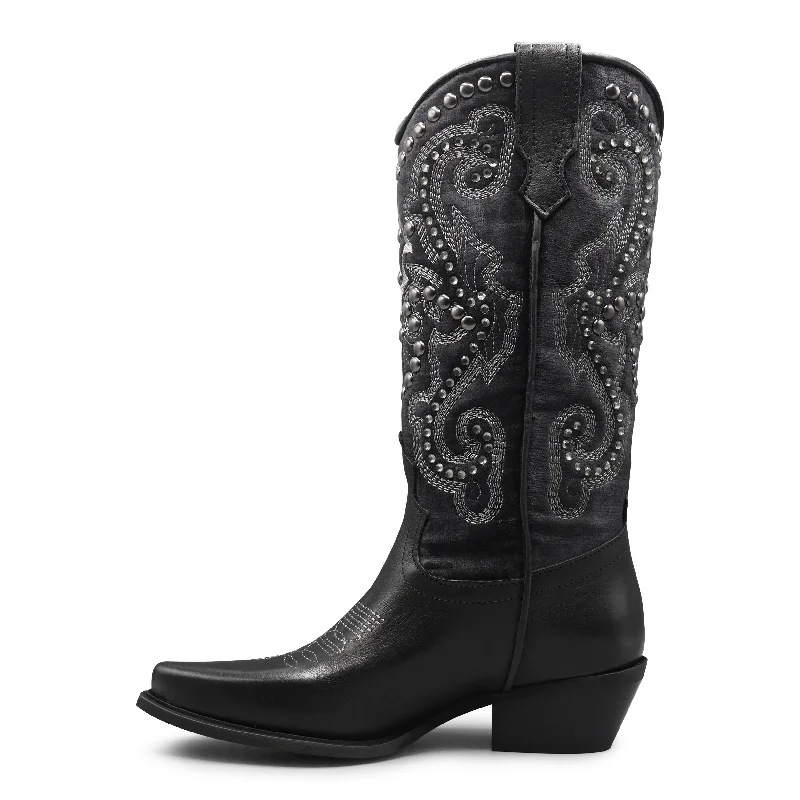 GISEL13 - Black/Grey Embellished Cowboy