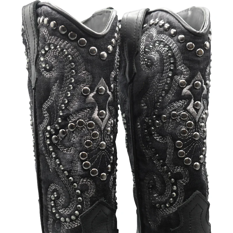 GISEL13 - Black/Grey Embellished Cowboy