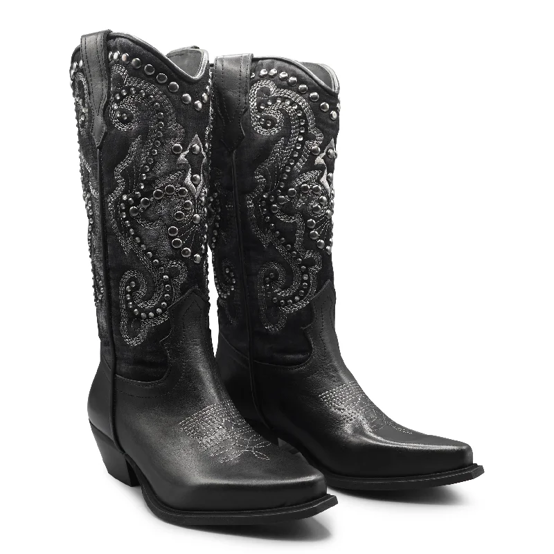 GISEL13 - Black/Grey Embellished Cowboy