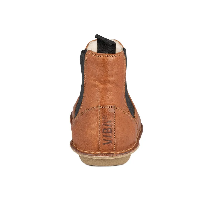 HELSINKI Leather Cognac Brown Shearling