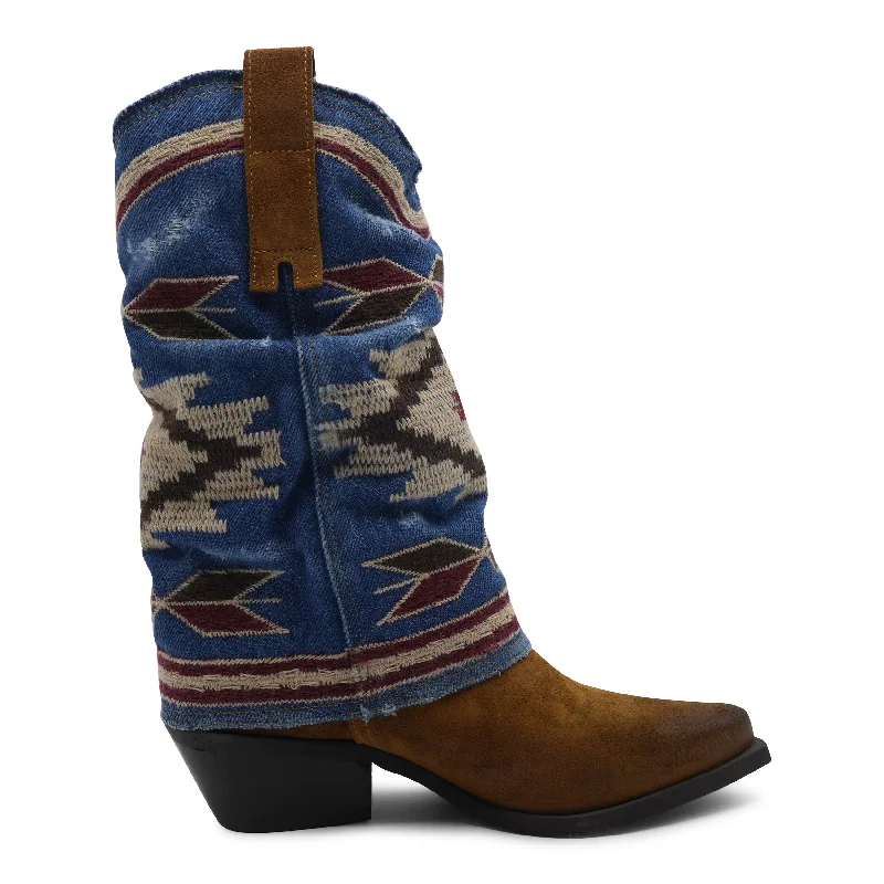 IZEL - Tan/Denim Jeans Aztec Boot