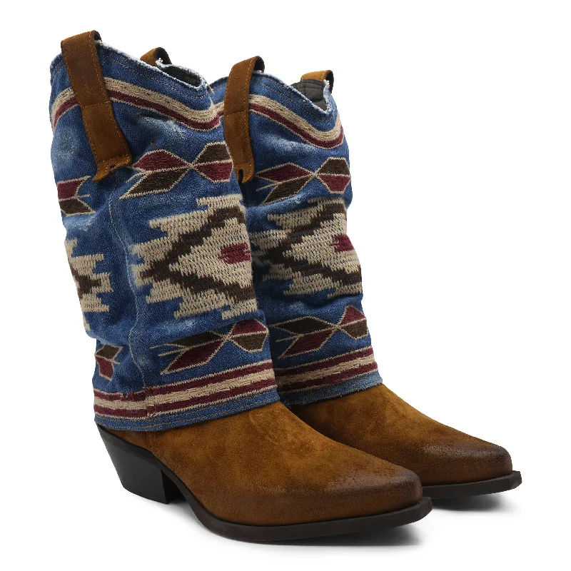 IZEL - Tan/Denim Jeans Aztec Boot