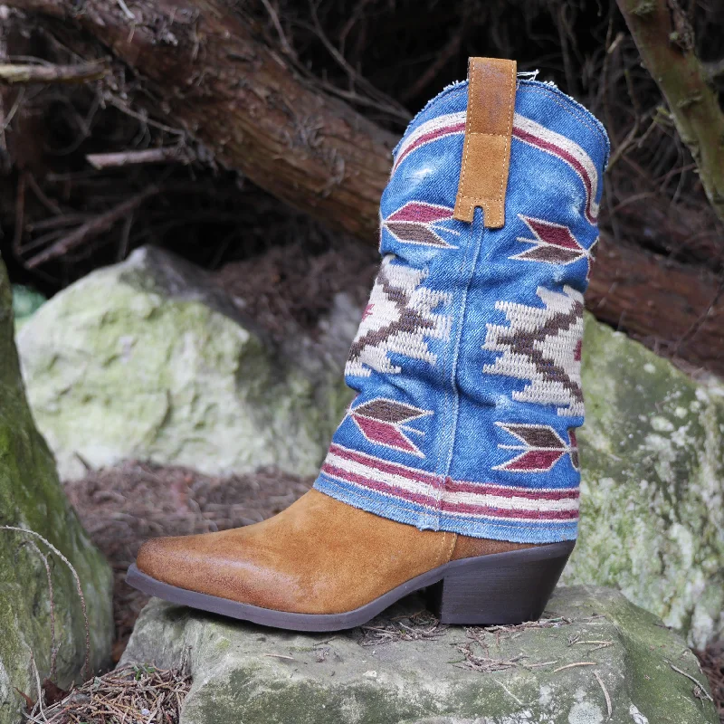 IZEL - Tan/Denim Jeans Aztec Boot