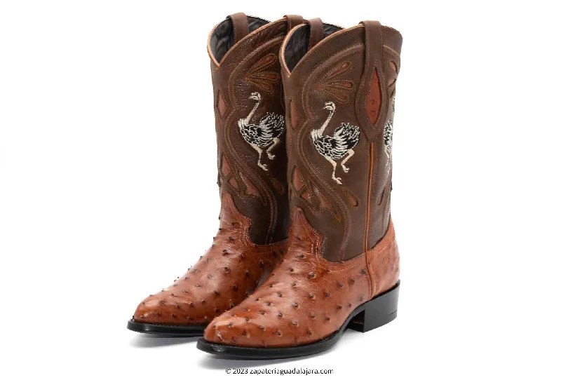 JB-903 MEN J-TOE FULL QUILL OSTRICH SHEDRON BOOT