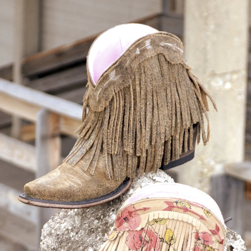 Junk Gypsy Spitfire Fringe Bootie in Distressed Brown