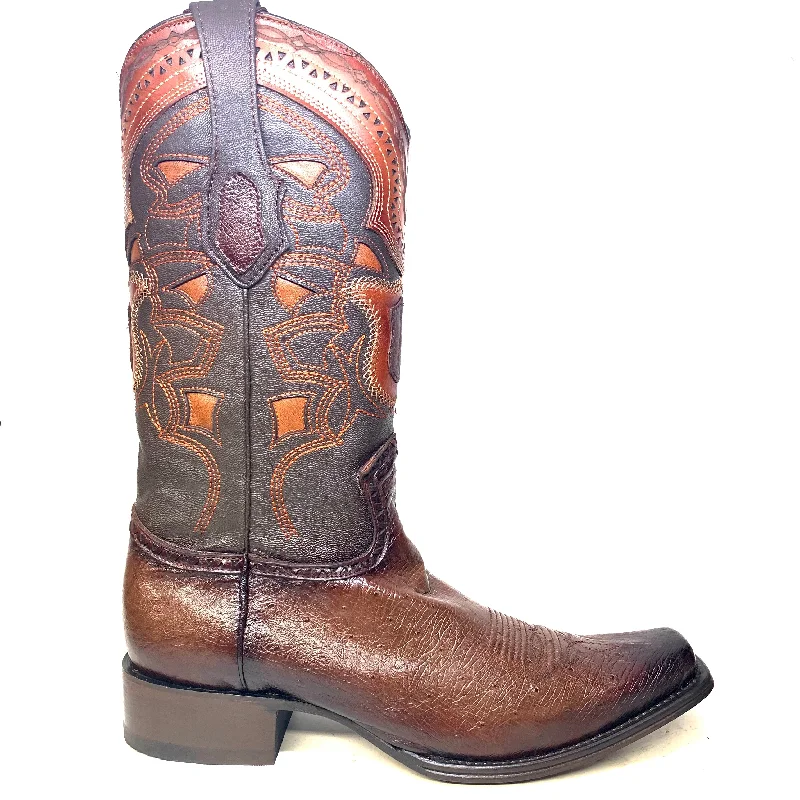 Los Altos Boots Brown Ostrich Quill Cowboy Boots