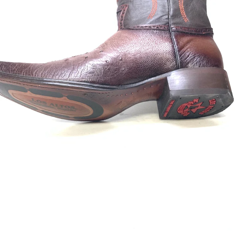 Los Altos Boots Brown Ostrich Quill Cowboy Boots