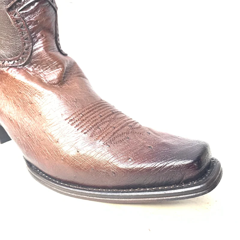 Los Altos Boots Brown Ostrich Quill Cowboy Boots