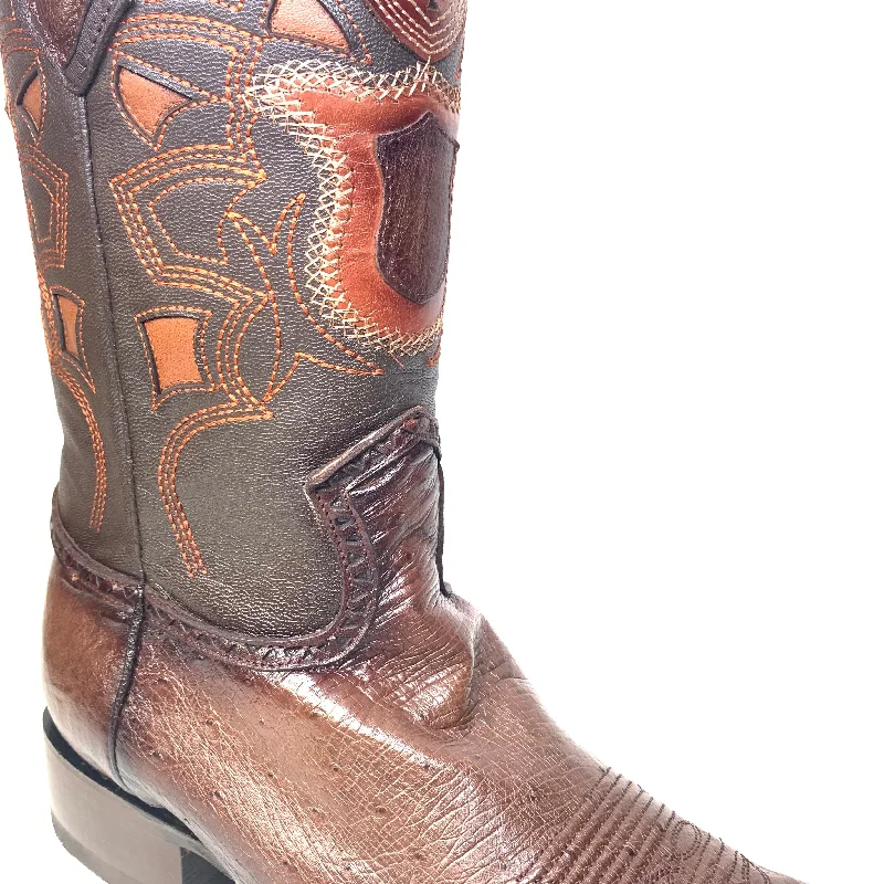 Los Altos Boots Brown Ostrich Quill Cowboy Boots