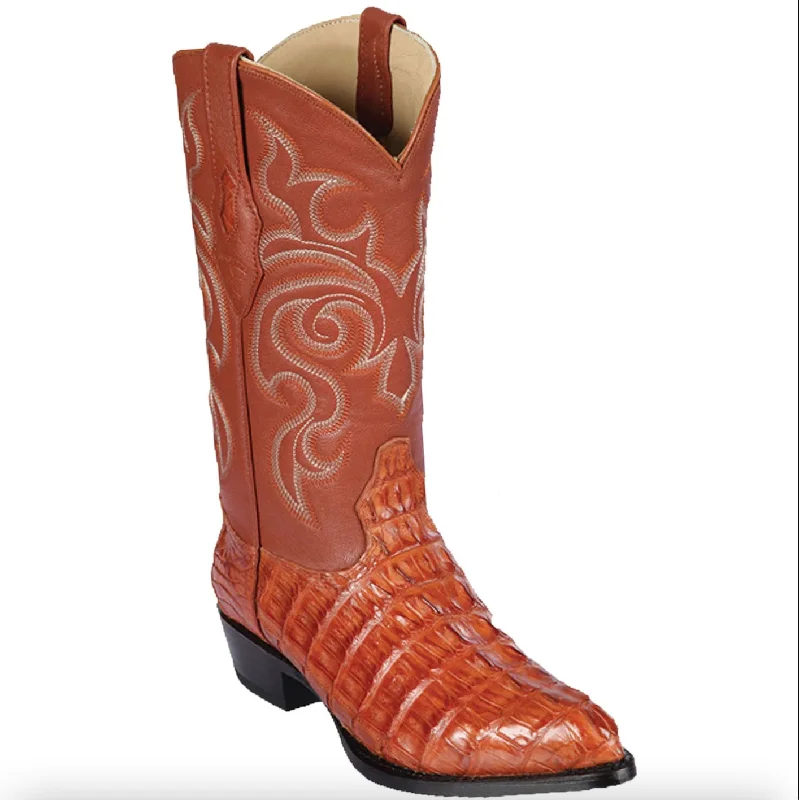 Los Altos Cognac Crocodile J-toe Cowboy Boots