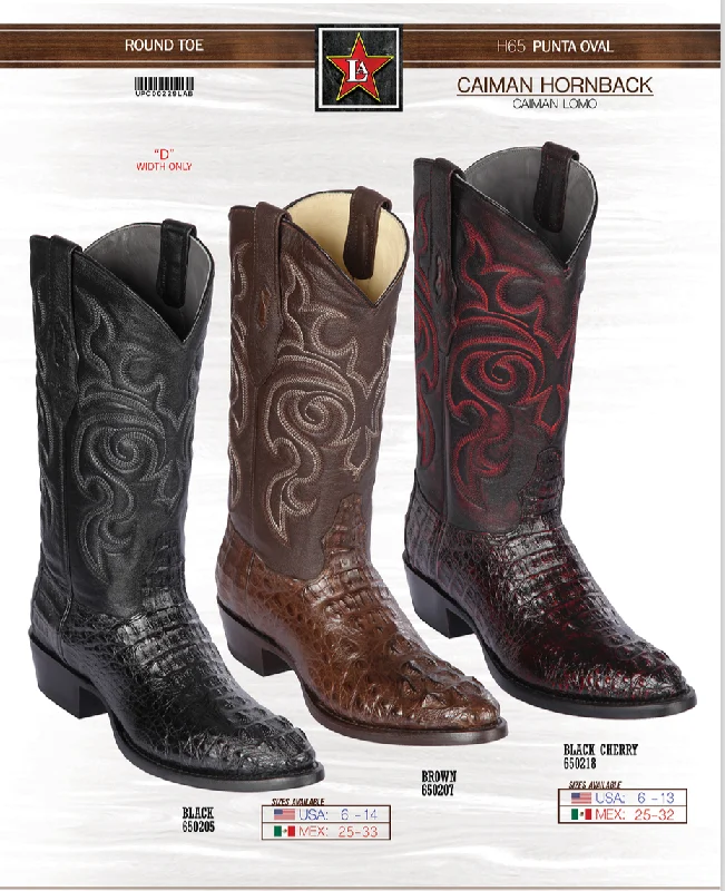 Los Altos Men's Round Toe Caiman Horn-Back Cowboy Boots